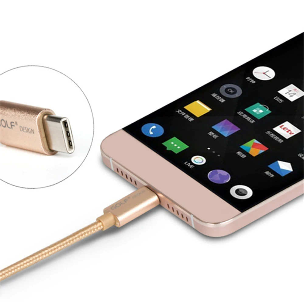 Гольф Тип-C USB кабель синхронизации данных и зарядки для OnePlus 3, 5, 6, 7, samsung S9 S8 плюс Note9 LG V20 G6 G5 Honor 9 8 V9 V8 ZenFone 3 4 5