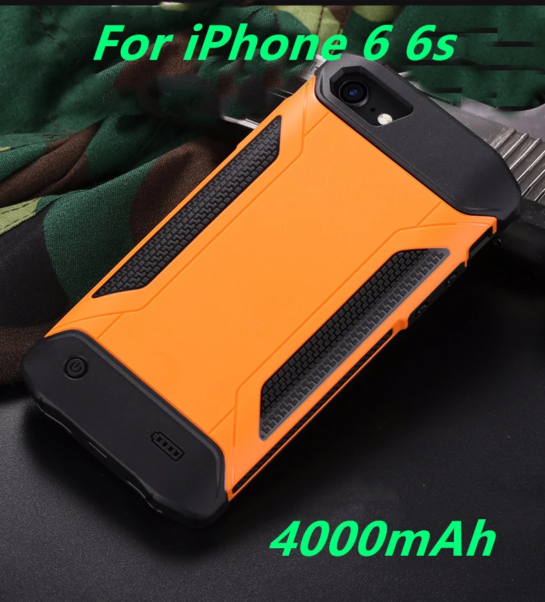 Чехол для аккумулятора 4000/5000 мАч для iPhone 6 6 S 7 8 Plus power Bank Charing Cases Armor Backup тонкая батарея зарядное устройство чехол задняя крышка - Цвет: I6 6s-Orange