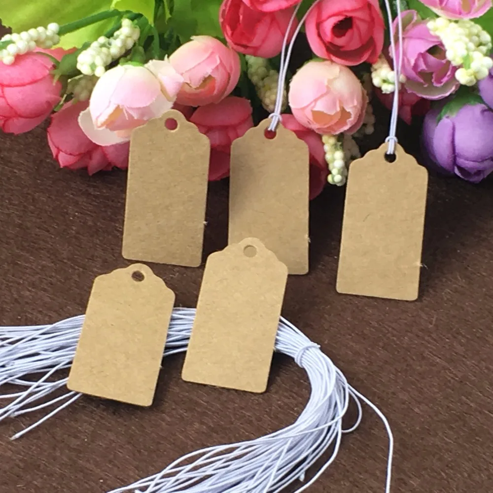 Крафт-картон 4x2 см 200 шт. маленькие кружевные зубчатые бирки для подарков/ценников