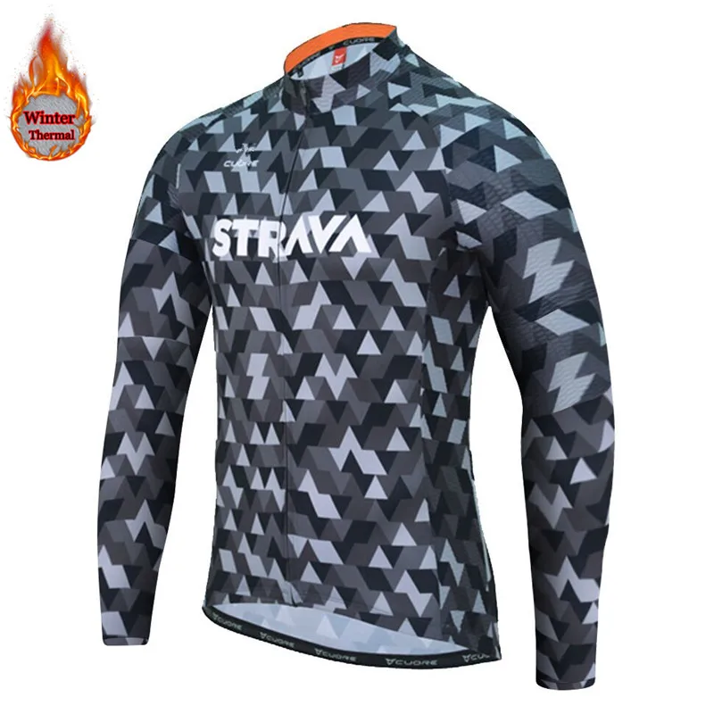 3 Новинка, зимний комплект из Джерси STRAVA с длинным рукавом для велоспорта, MTB, теплая и ветрозащитная одежда для велоспорта, костюм с ремнем - Цвет: 3