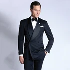 Высококачественные двубортные мужские смокинги для жениха с отложным воротником мужские костюмы для свадьбывыпускного вечера блейзер (пиджак + брюки + галстук) A102