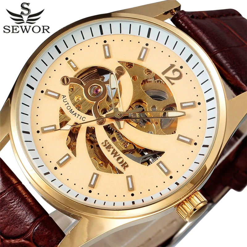Мужские автоматические часы SEWOR брендовые классические деловые наручные