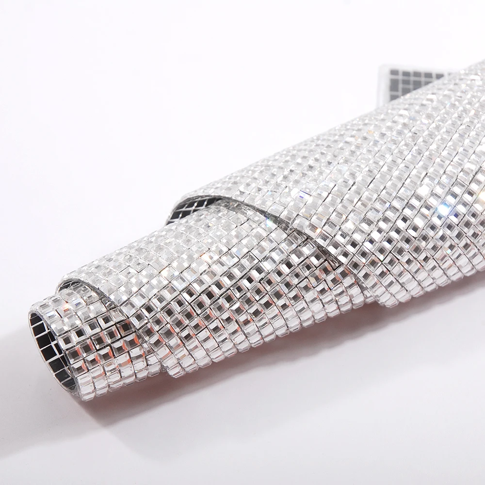 24*40cm Glitter Crystal Glass Rhinestone 3*3mm Square Trim Hot Fix Fabric Sheet Strass Ribbon Applique For Dresses | Дом и сад