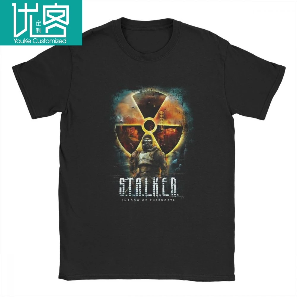 Casual Tees Shirts Stalker Shadow of Chernobyl Cool T Men's Organnic Cotton Short Sleeve Solid T-Shirt Round Collar | Мужская одежда