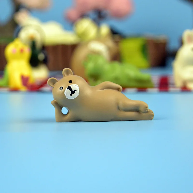 lying side bear Японский каваи мультфильм лягушка птица белый медведь панда прогулки в парке упражнения миниатюрная фигура дерево лужайка пень мебель игрушка - Цвет: lying side bear