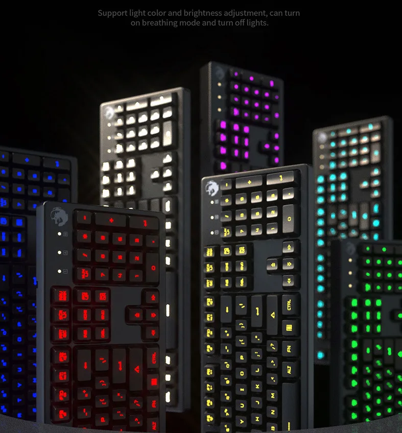 Игровая клавиатура 104 Keycaps Водонепроницаемая Бесшумная клавиатура компьютерная геймерская USB Проводная для настольного ноутбука для домашнего офиса