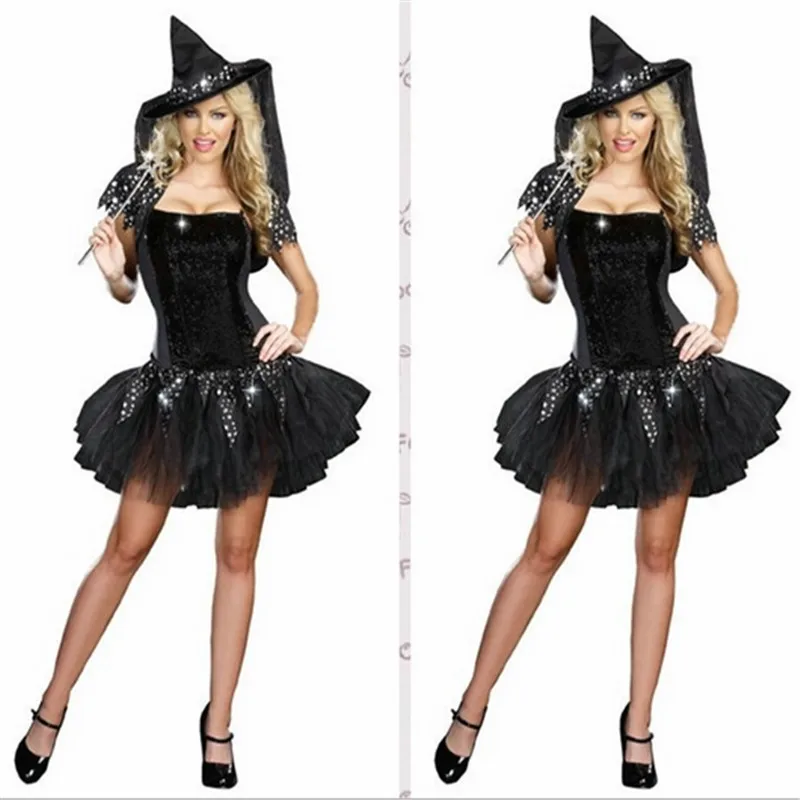 2018 новые сексуальные черные костюмы ведьмы на Хэллоуин для взрослых женщин