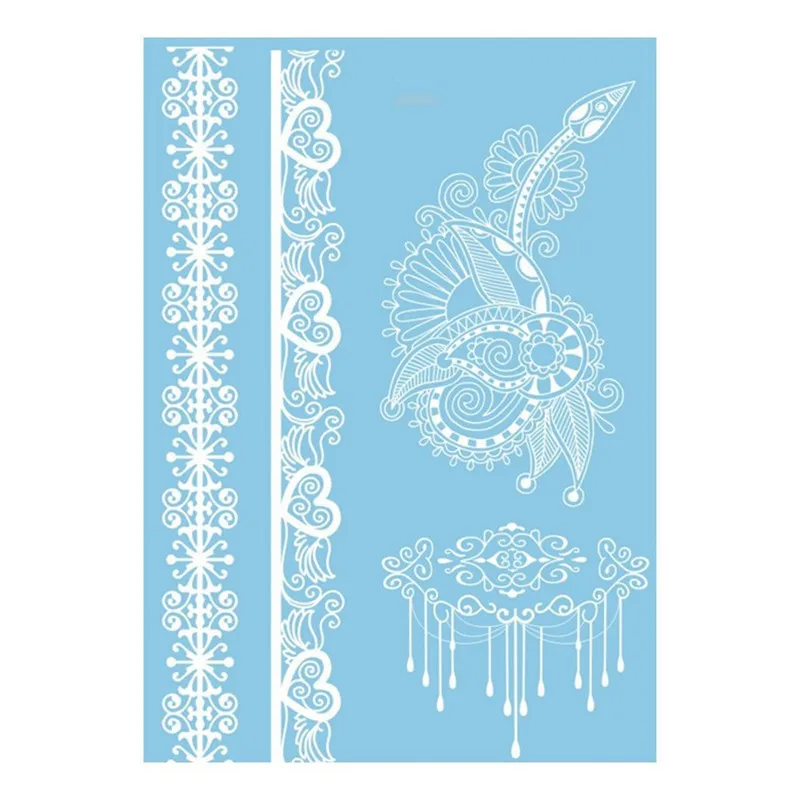 Распродажа Водонепроницаемый Временные татуировки Наклейки Henna белый Кружево