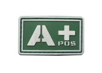 Green A PLUS Пластырь типа крови A+ B+ AB+ O+ Положительный A B AB O+ POS A-B-AB-O-NEG-отрицательный ПВХ значок боевой дух тактический военный крюк патч - Цвет: Green A PLUS