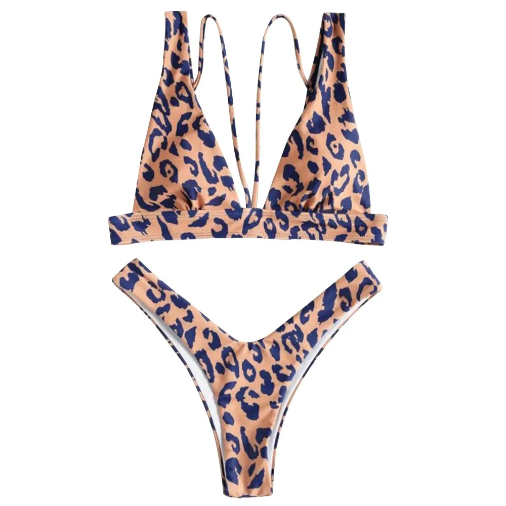 Женский купальник-бикини с леопардовым принтом SAGACE розовый бандажный