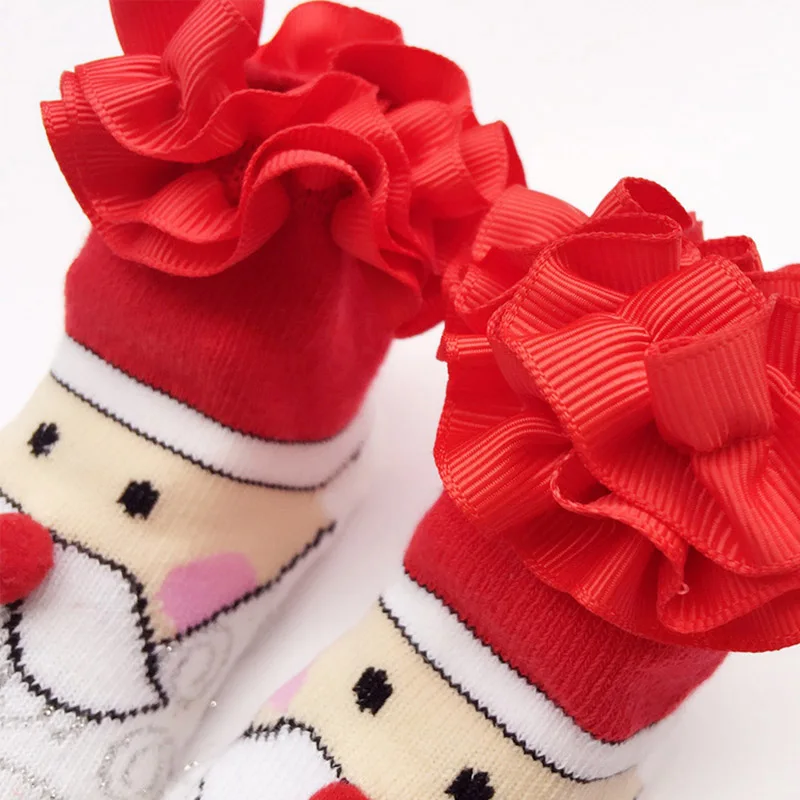 Детские рождественские носки хлопковые зимние нескользящие для новорожденных
