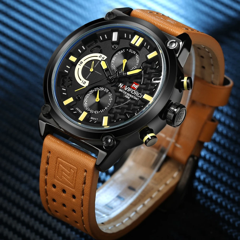 2016 Новый Стиль Набор Мода Люксовый Бренд NAVIFORCE мужские Кварцевые Спортивные Часы