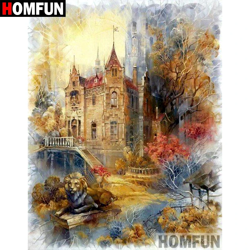 HOMFUN 5D DIY Diamond Painting Full Square/Round Drill &quotCastle scenery&quot Embroidery Cross Stitch gift Home Decor Gift A08014 | Дом и