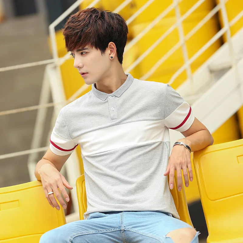 

polo shirt men 5XL summer men's short-sleeved lapel stitching polo shirt large plus size shirt roupa masculina