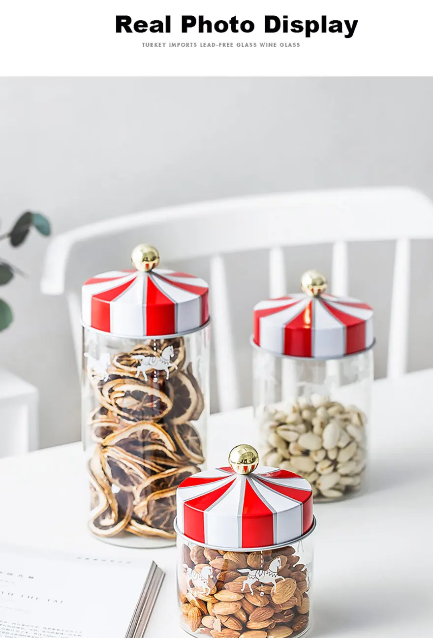 New Arrival Sale Nordic Merry-go-round Glass Sealed Pot-coffee Food For Grain Storage Box Kitchen Containers Container
