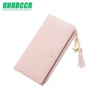 Кошелек с кисточками Женский, длинный, милый, кожаный, с кисточками, на молнии