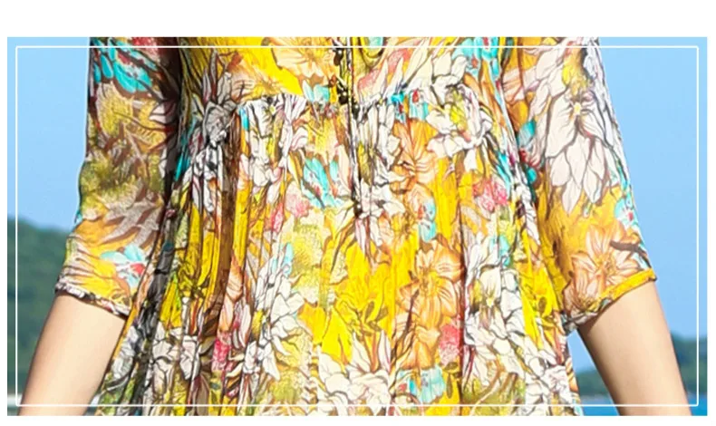 Богемское пляжное летнее платье 2021 натурального шелка в винтажном стиле Платье с