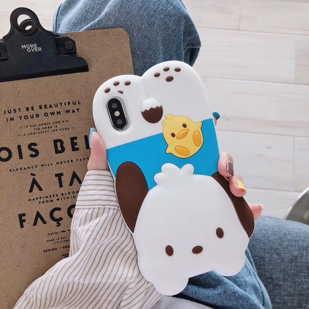 Роскошный силиконовый чехол Sanrio с 3D ремешком, кошечка, моя мелодия, чехол для iphone x, xs, max, xr, 7, 8, 6, 6s plus, чехол с помпоном, кукла пурин - Цвет: 4
