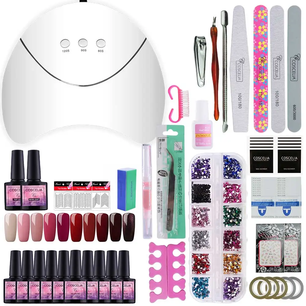 KIT B 02 36 Вт УФ светодиодный светильник для ногтей 10 шт. УФ-Комплект гель-лаков для ногтей полный маникюрный набор Гель-лак набор для дизайна ногтей Таймер Сушилка инструменты для маникюра - Цвет: KIT B 02