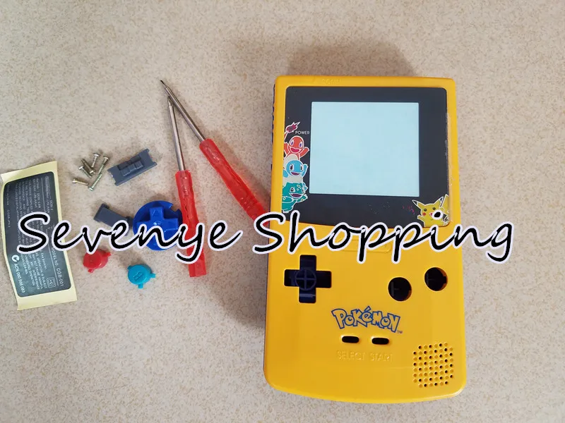 Для Nintendo Game Boy цветная консоль GBC чехол с отвертками Корпус чехол ограничен желтый и синий Покемон Пикачу корпус оболочки