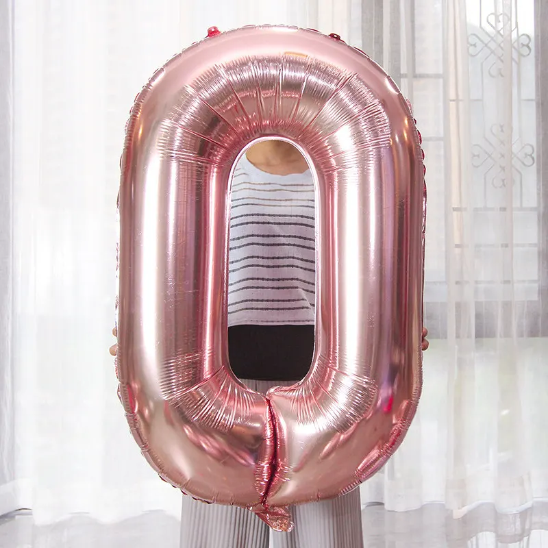 1pcs 40inch 0 Розовое золото и цифрами 1, 2, 16 18 21 30 40 50 60 70, 80, 90 лет, пижама-комбинезон для детей с днем рождения воздушные шары День рождения вечерние Decora - Цвет: 1pcs 40inch 0