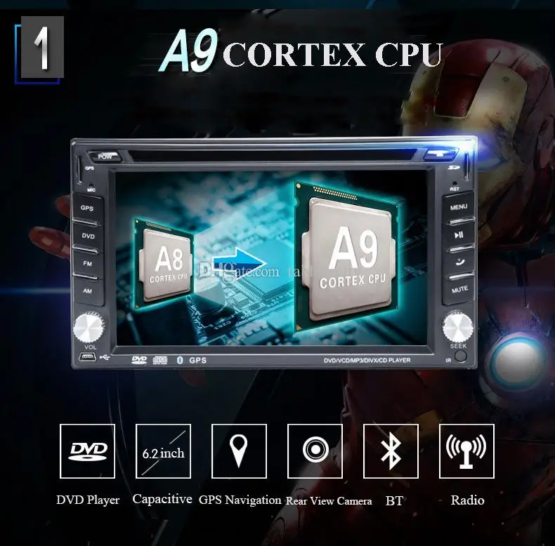 Универсальный автомобильный DVD плеер 2 Din 6 &quotin dash с GPS BT/USB SD аудио Радио стерео