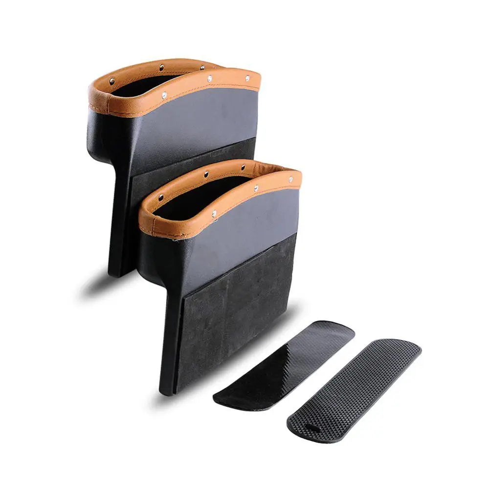 

1PCS Car Seat Pockets Organizer PU Leather Car Console Side Organizer Seat Gap Filler Catch Caddy with Non-Slip Mat Accessories