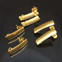 10pcslot gold tone stainless steel earrings connector findings diy earring post with ring for accessories