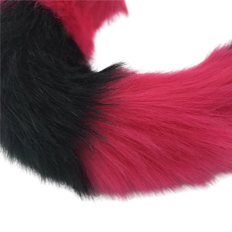 Металлическая Анальная пробка 3 размера черная красная лиса искусственная