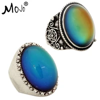 2pcs antique silver plated color changing mood rings changing color temperature emotion feeling rings set for womenmen 004 027