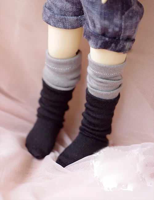 

BJD doll socks double color stitching pile socks for 1/4 1/6 BJD MDD MSD YOSD doll size knee-socks doll accessories