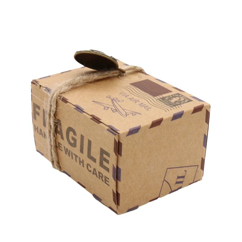 50pcs Stamp Design Gift Box Candy Box Packaging Kraft for Wedding Birthday Christmas Party Decorations
