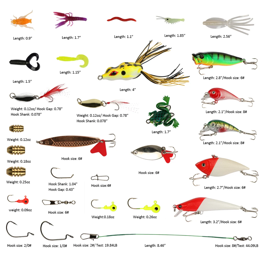 Goture 96 шт. набор рыболовных приманок Minnow Поппер Спиннер приманки черви джиг