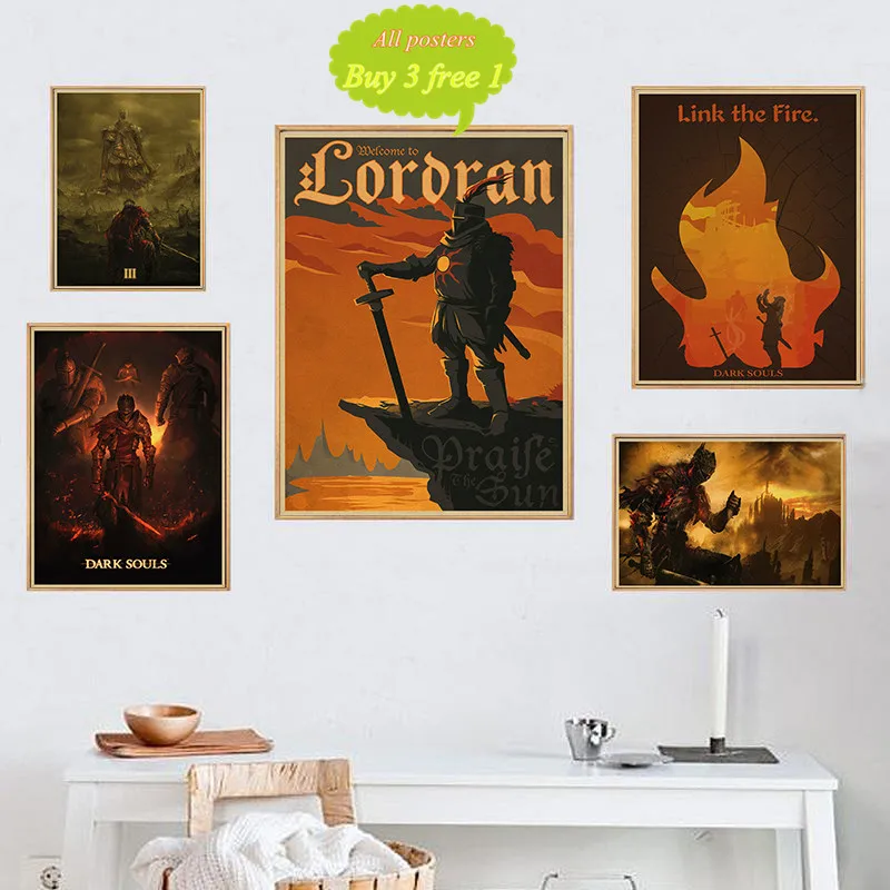 Dark Souls Classic Game Canvas Paintings Vintage Wall Posters Stickers Home Decor Gift Дом и сад