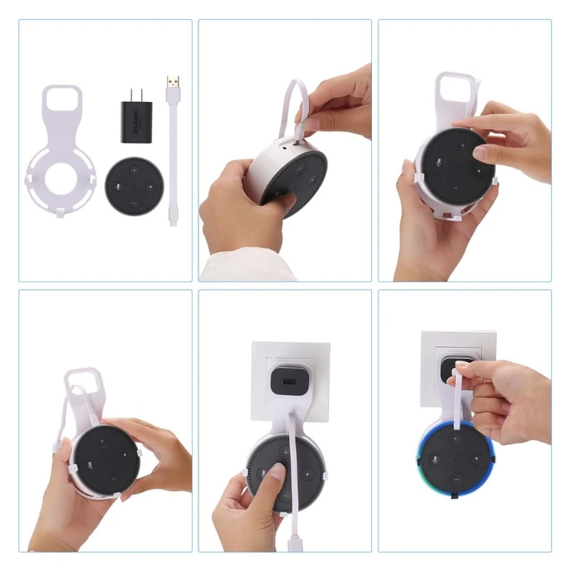 OOTDTY New Wall Mount Hanger Holder Cradle+Cable For Amazon Echo Dot 2nd Bluetooth Speaker hot | Электроника