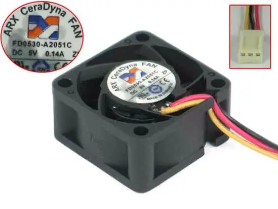 

ARX FD0530-A2051C DC 5V 0.14A 3-провода 30x30x15 мм Сервер вентилятор охлаждения