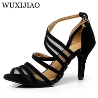 wuxijiao brand women girls sandals suede upper professional latinballroomsalsa dance shoes high heel customized heel