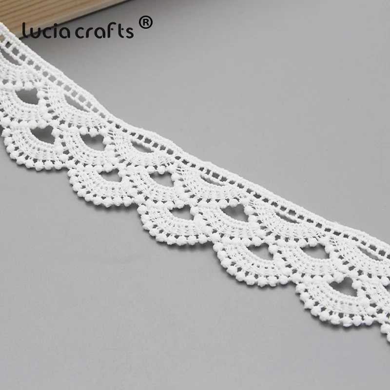 Lucia crafts 2y/лот 33 мм белые вышитые кружевные тканевые ленты для свадебного декора для самостоятельного пошива одежды аксессуары N0702