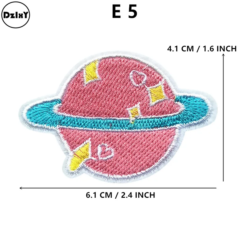 1-PCS-E-5 1 шт. UFO чужеродные железные нашивки для одежды наклейки астронавт полосы аппликации на одежду космическая планета вышитые значки - Цвет: 1-PCS-E-5