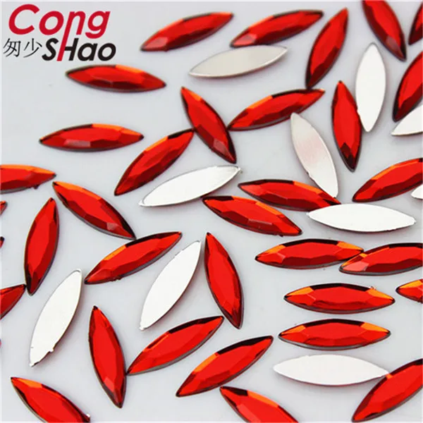 Cong Shao 500 шт 4*14,5 мм красочные плоские с оборота камни и кристаллы Акриловые стразы аппликационный костюм украшения CS384 - Цвет: Red
