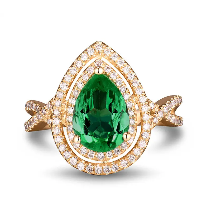 Женское кольцо из желтого золота 14kt с натуральным бриллиантом 7x9 мм|ring toggle|ringring