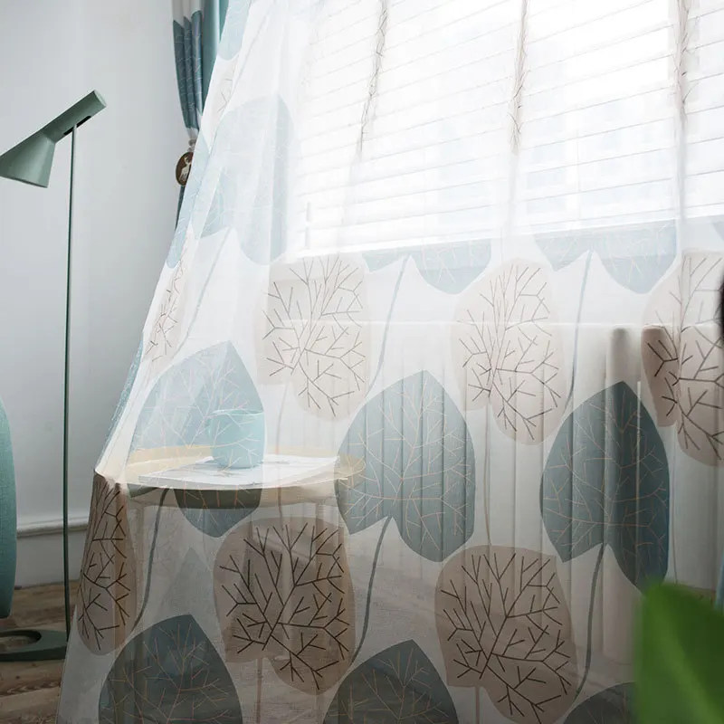 Nordic Big Leaves Modern Minimalist Green Curtains for Living Dining Room Bedroom. | Дом и сад