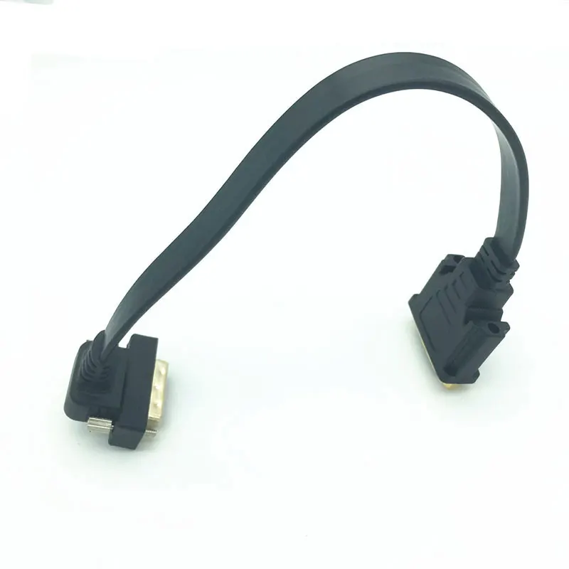Плоский тонкий высокий DVI 24 + 5 гнездо к 1 папа 90 Угловой кабель 0 3 м|Компьютерные