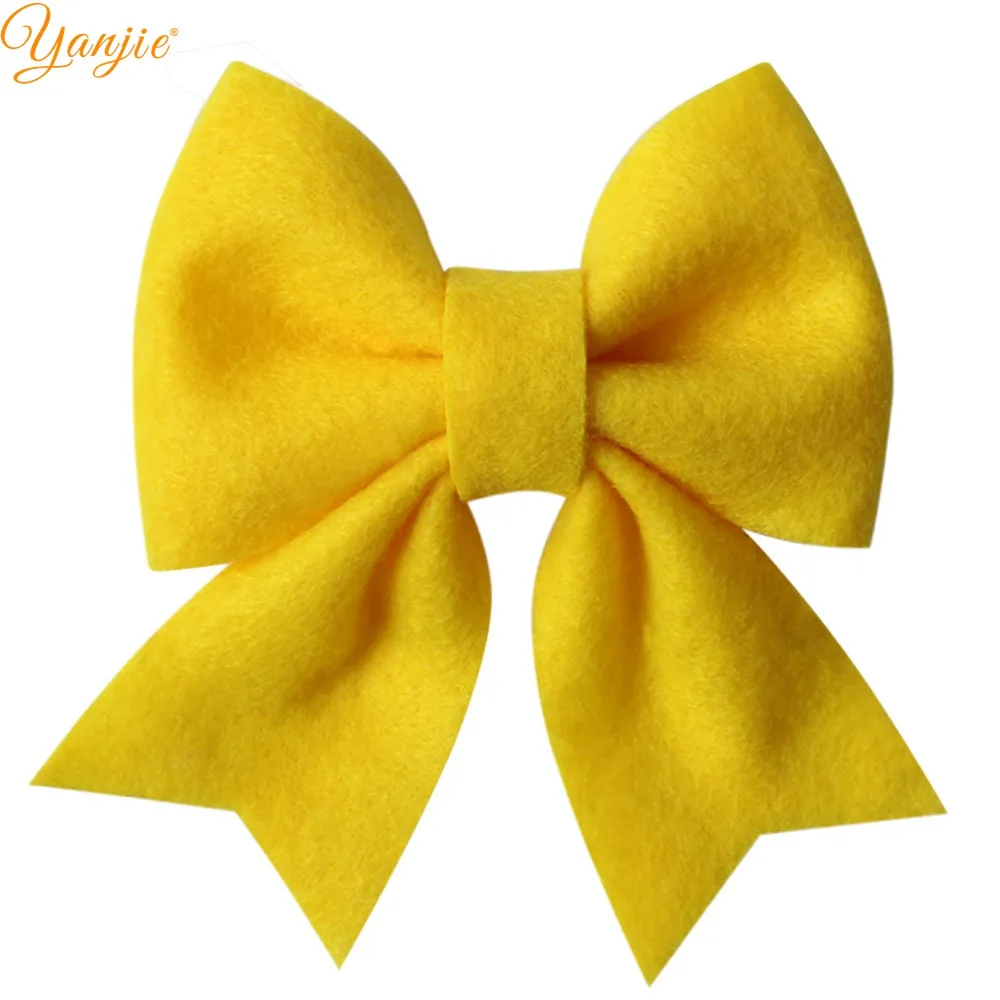yellow 12 шт./лот Горячая " Мягкий войлок из нетканого материала заколки для волос заколка-пряжка для" конского хвоста "Заколки для волос для Для женщин DIY нарисованной длинноволосой девочкой аксессуары Mujer - Цвет: yellow