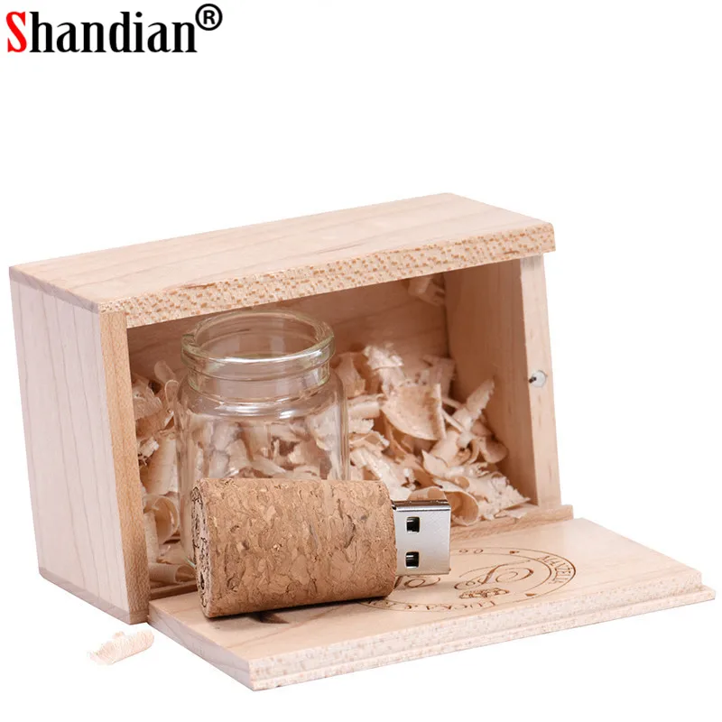 SHANDIAN логотип индивидуальные стеклянные бутылки USB+ коробка флэш-накопитель Флешка 64 ГБ 32 ГБ 16 ГБ 4 ГБ карта памяти фотографии свадебные подарки