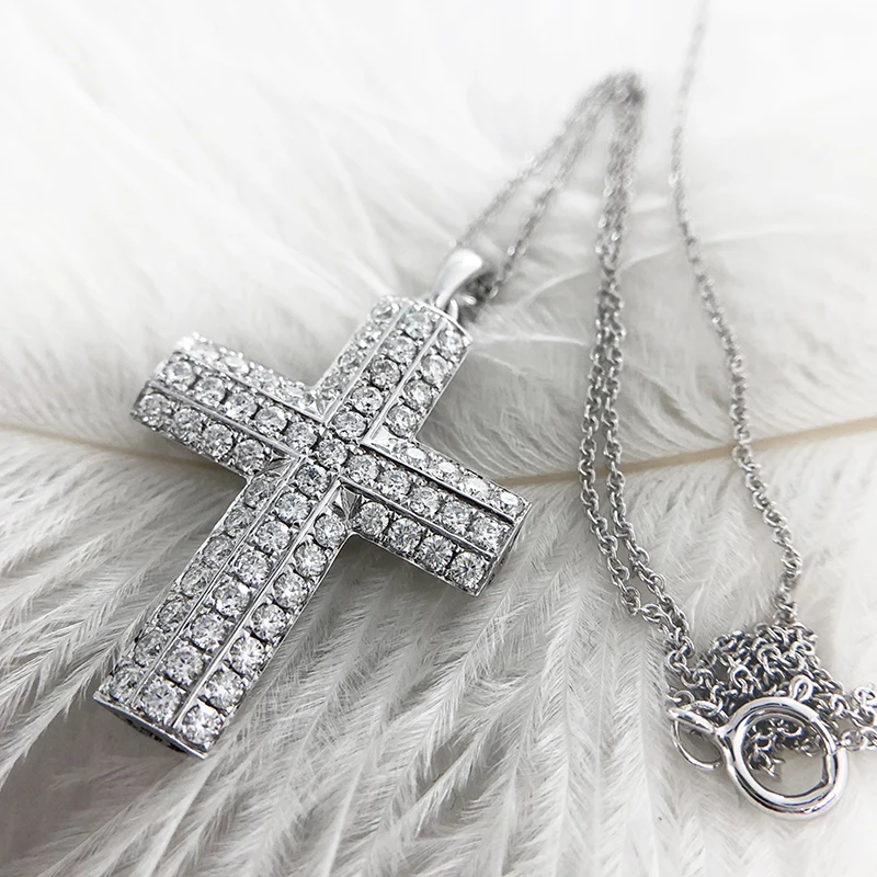 Женский шейный платок AEAW из стерлингового серебра в форме крестиков Moissanite DF Color 1