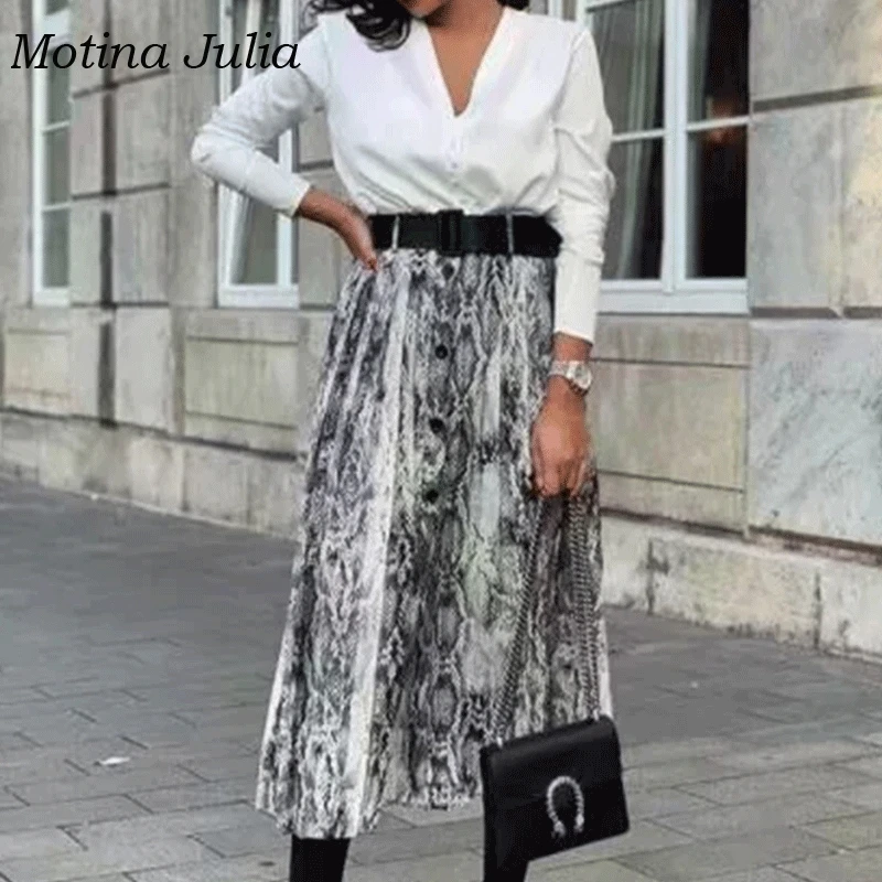 Motina Julia 2018 осенне зимняя женская юбка с леопардовым принтом питона