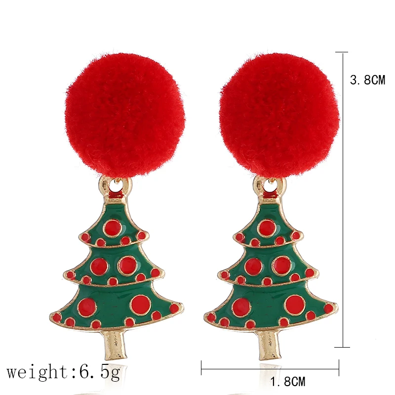 

L&H New 2018 Women Earrings Bohemia Red Color Christmas Tree Stud Earrings For Women Statement Fashion Jewelry Christmas Gift