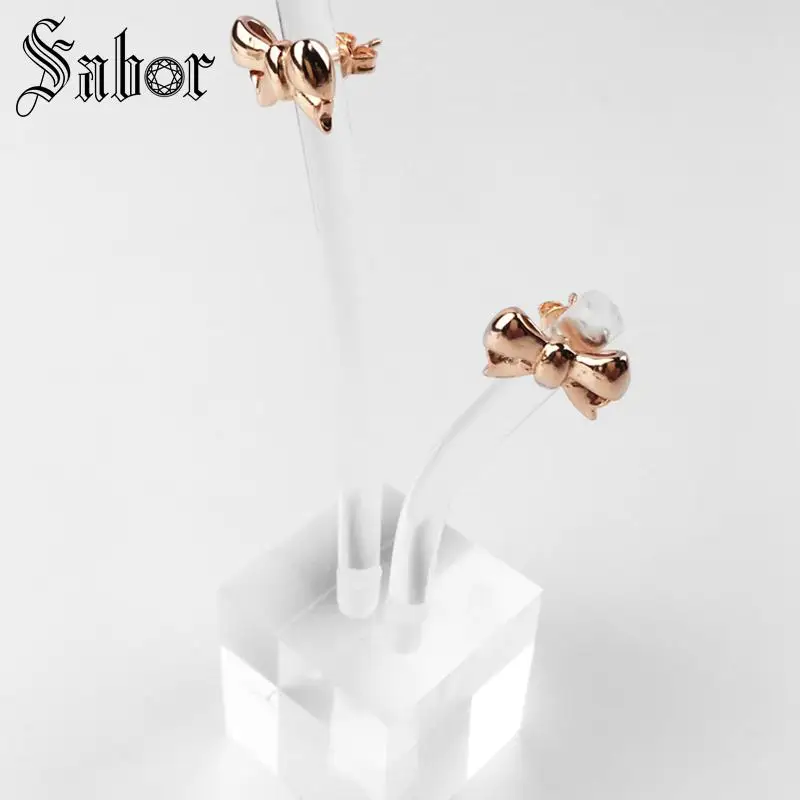 Серьги-гвоздики с бантиком розового золота 2020 новые ювелирные изделия