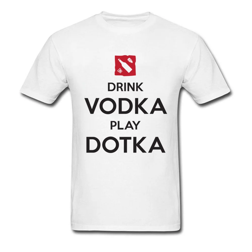 Мужская футболка с надписью Drink Vodka Play Dotka белая со смешной геймер хлопковая